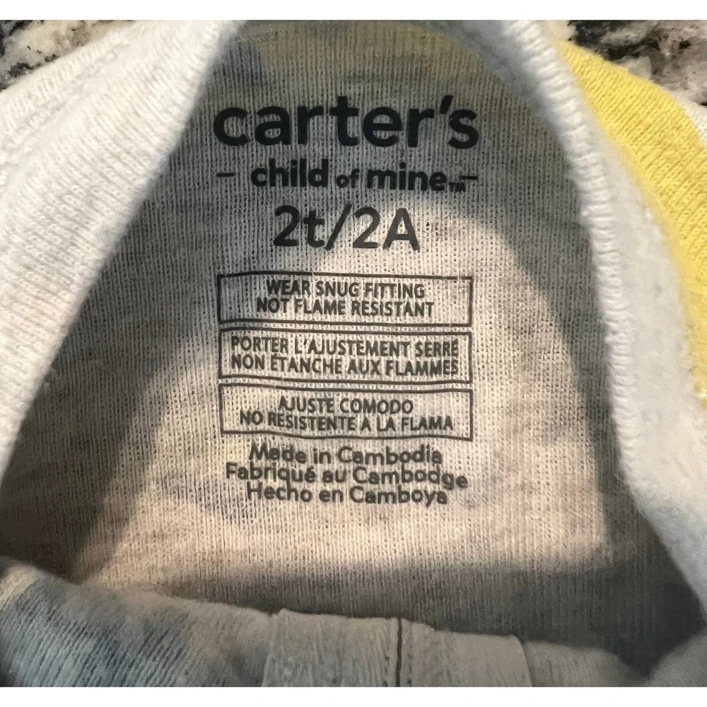 Carters Child of Mine Toddler Boys 2T Dinosaur Pajamas Blue Green Yellow (0854)